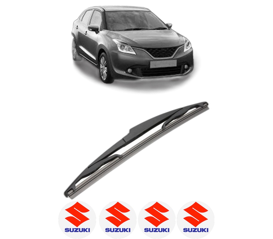 Stergator lamela spate SUZUKI BALENO (FW, EW) din 2016, pentru luneta auto, Valeo Silencio, din cauciuc siliconat rezistent, 4 Stickere Auto SUZUKI