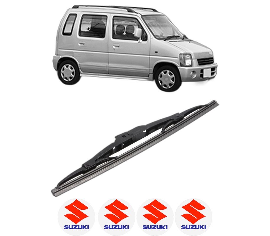 Stergator lamela spate SUZUKI WAGON R+ Hatchback (EM) din 1998 - 2000, pentru luneta auto, Bosch Twin, din cauciuc siliconat rezistent, 4 Stickere Auto SUZUKI