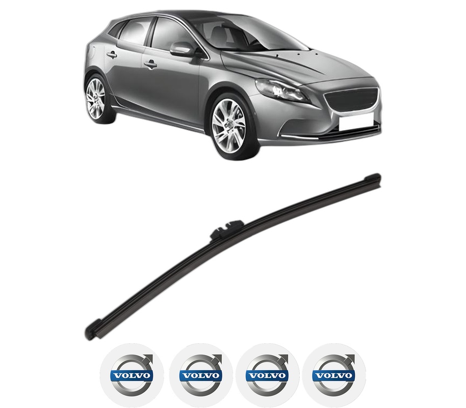 Stergator lamela spate VOLVO V40 Hatchback (525) din 2012 - 2019, pentru luneta auto, Valeo Silencio, din cauciuc siliconat rezistent, 4 Stickere Auto VOLVO