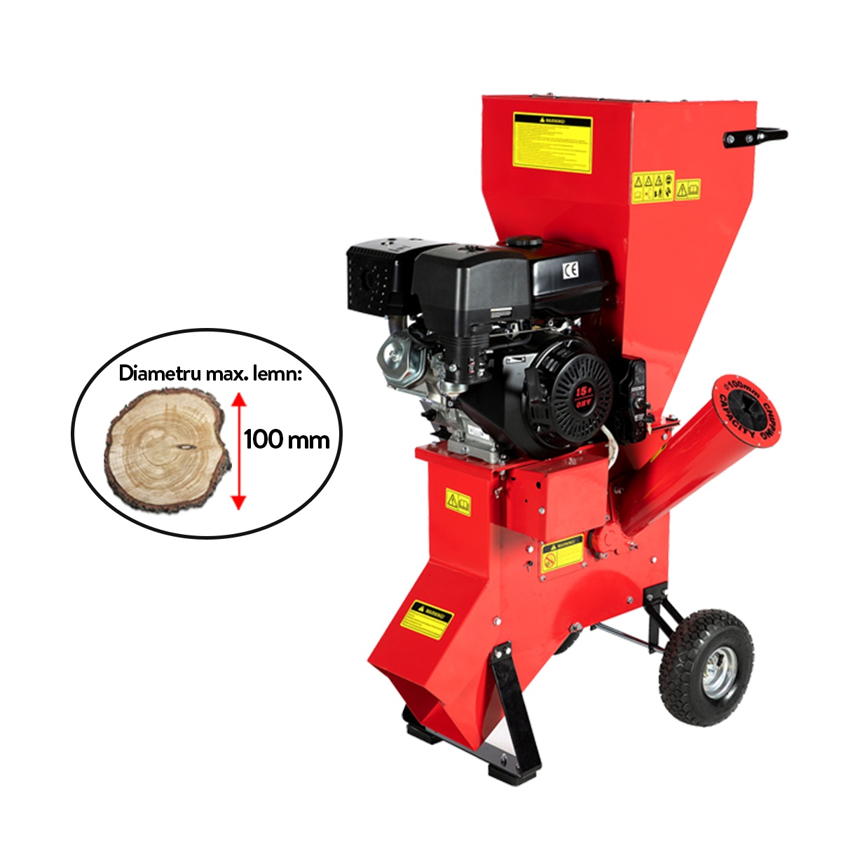 Micul Fermier Tocator pentru crengi 100mm, motor benzina 15CP, pornire electrica