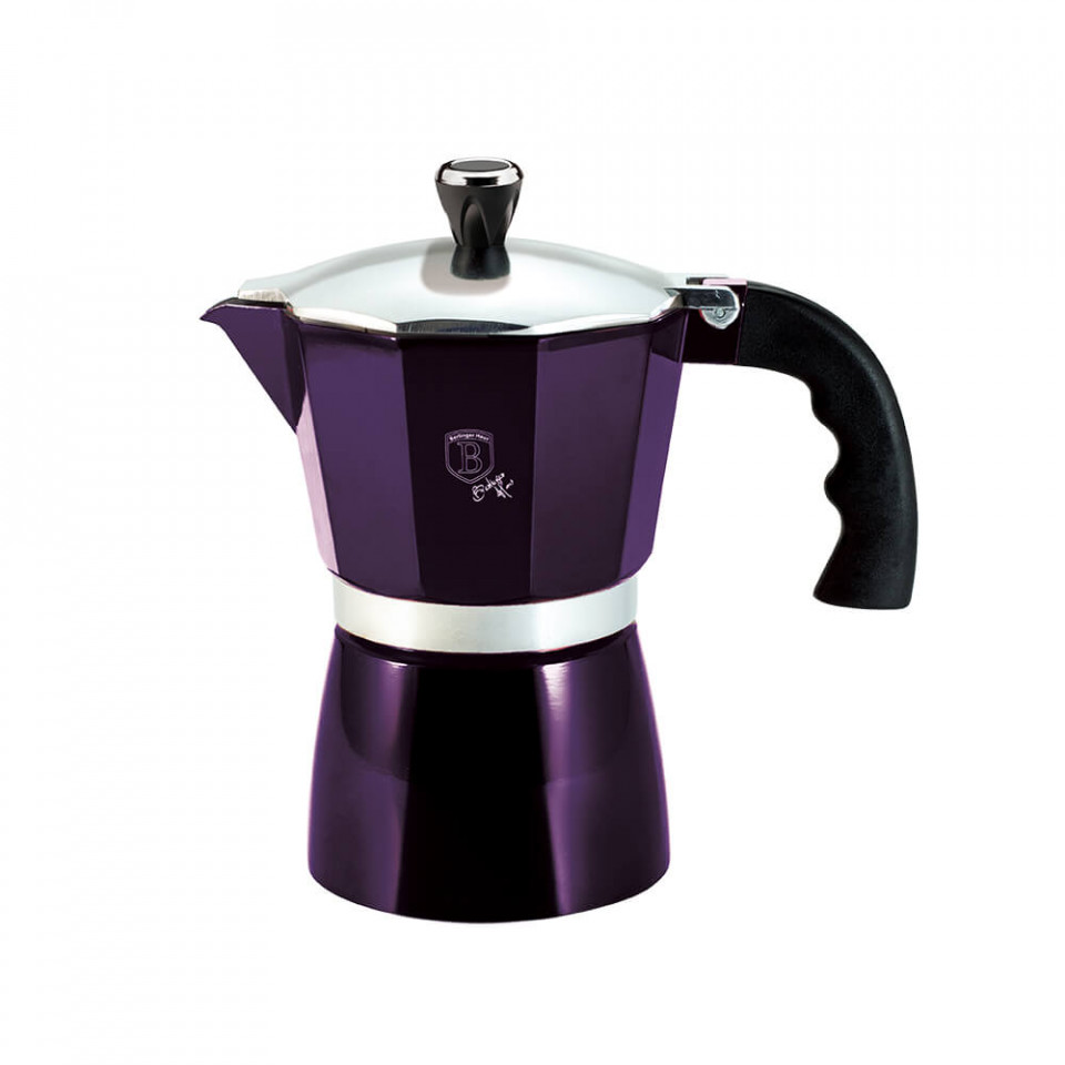 Espressor cafea pentru aragaz (Cafetiera) 3 cesti Purple Eclipse Collection BerlingerHaus BH 6777 oalesitigai.ro/