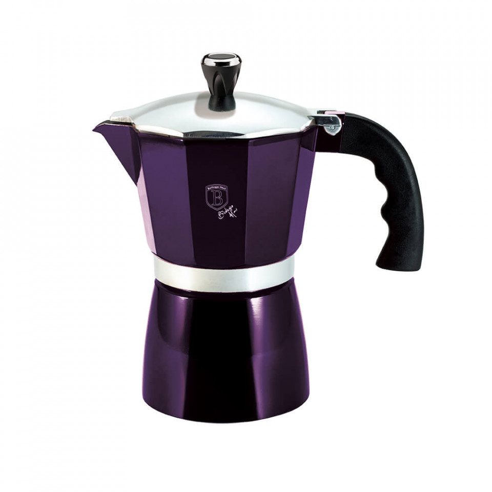Espressor cafea pentru aragaz (Cafetiera) 6 cesti Purple Eclipse Collection BerlingerHaus BH 6783 oalesitigai.ro/