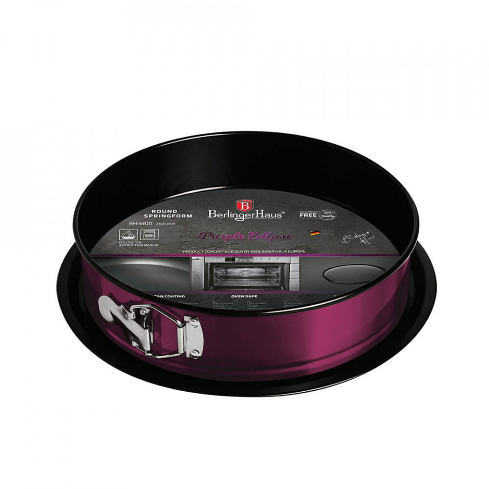 Tava pentru cuptor rotunda cu pereti detasabili Purple Eclipse Collection BerlingerHaus BH 6801 oalesitigai.ro/