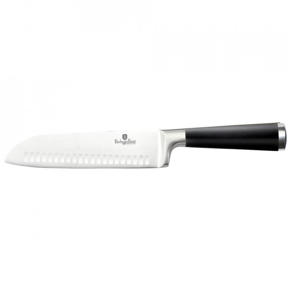 Cutit Santoku 17.5 cm din otel inoxidabil Black Silver Collection Berlinger Haus BH 2453