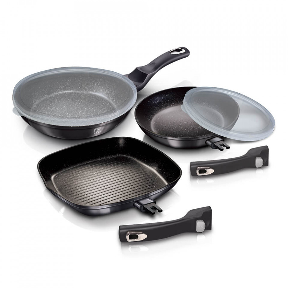 Set tigai cu maner detasabil (5 piese) Metallic Line Carbon Pro Edition BerlingerHaus BH 7048