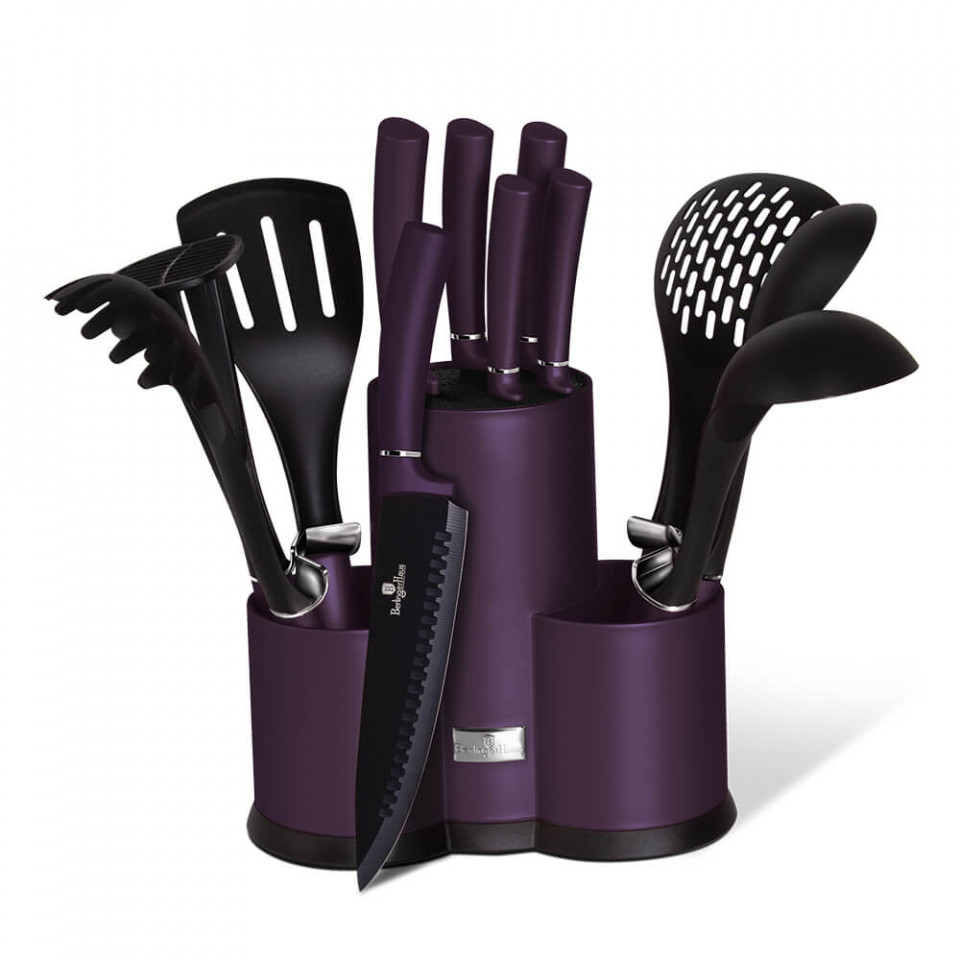 Set cutite si ustensile de bucatarie (12 piese) Purple Eclipse Collection Berlinger Haus BH 6258A