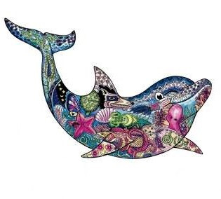 Puzzle Lemn 90 Piese in Forma de Delfin