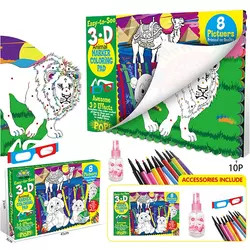 Carte de Colorat Lavabila cu Ochelari 3D - Animale Salbatice