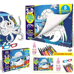 Carte de Colorat Lavabila cu Ochelari 3D - Oceanul