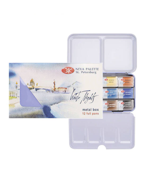 Acuarele extra-fine set 12 in cutie metal White Nights 191201440/191201561