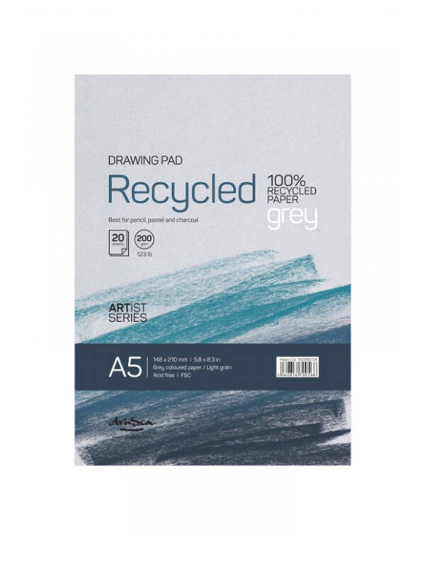 Bloc desen cu hartie gri 100% reciclata Drasca 200 g/mp (Marime: A5)