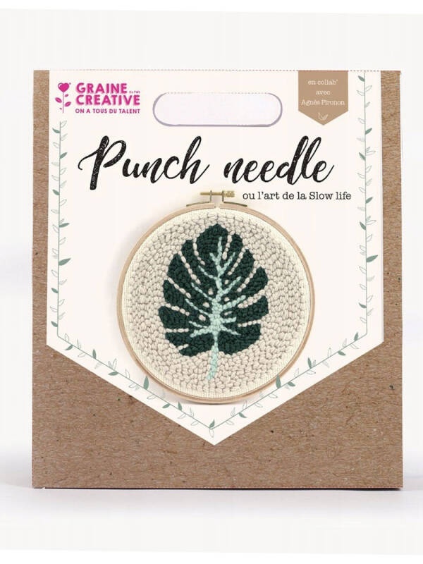 Kit broderie ac persan Punch Needle 20 cm Frunza Mostera Graine Creative 420201