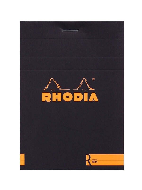 Notepad premium R capsat 70 file 90g Rhodia (Culoare/Tip pagina Rhodia: Black / Velin, 8.5x12cm)