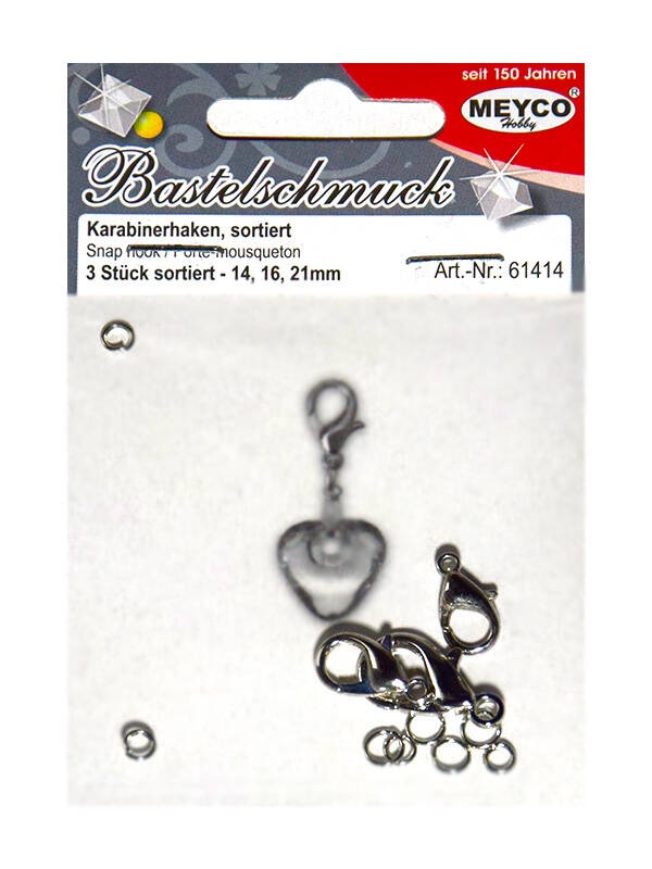 Set 3 carabine argintii 14 mm, 16, mm, 21 mm Meyco 61414