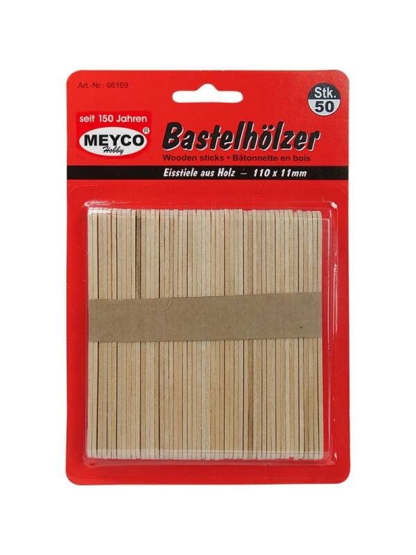 Set 50 bete din lemn 110 x 11mm Meyco 66169
