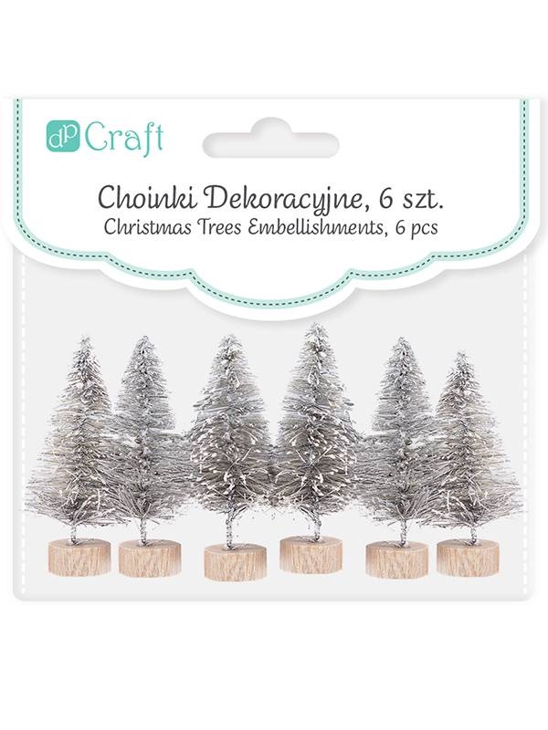 Set 6 Braduti de Craciun argintii 5cm Dp-Craft CEOZ-107