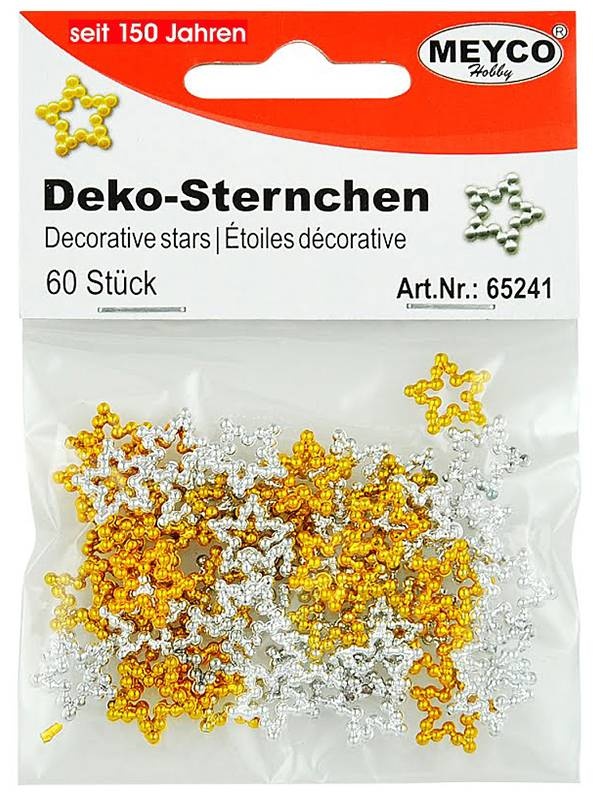 Set 60 Stelute din perle Aurii si Argintii Meyco 65241