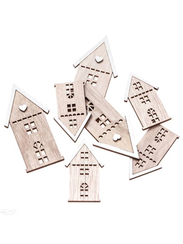 Set 7 ornamente din lemn - Casute Dp-Craft DPDN-210
