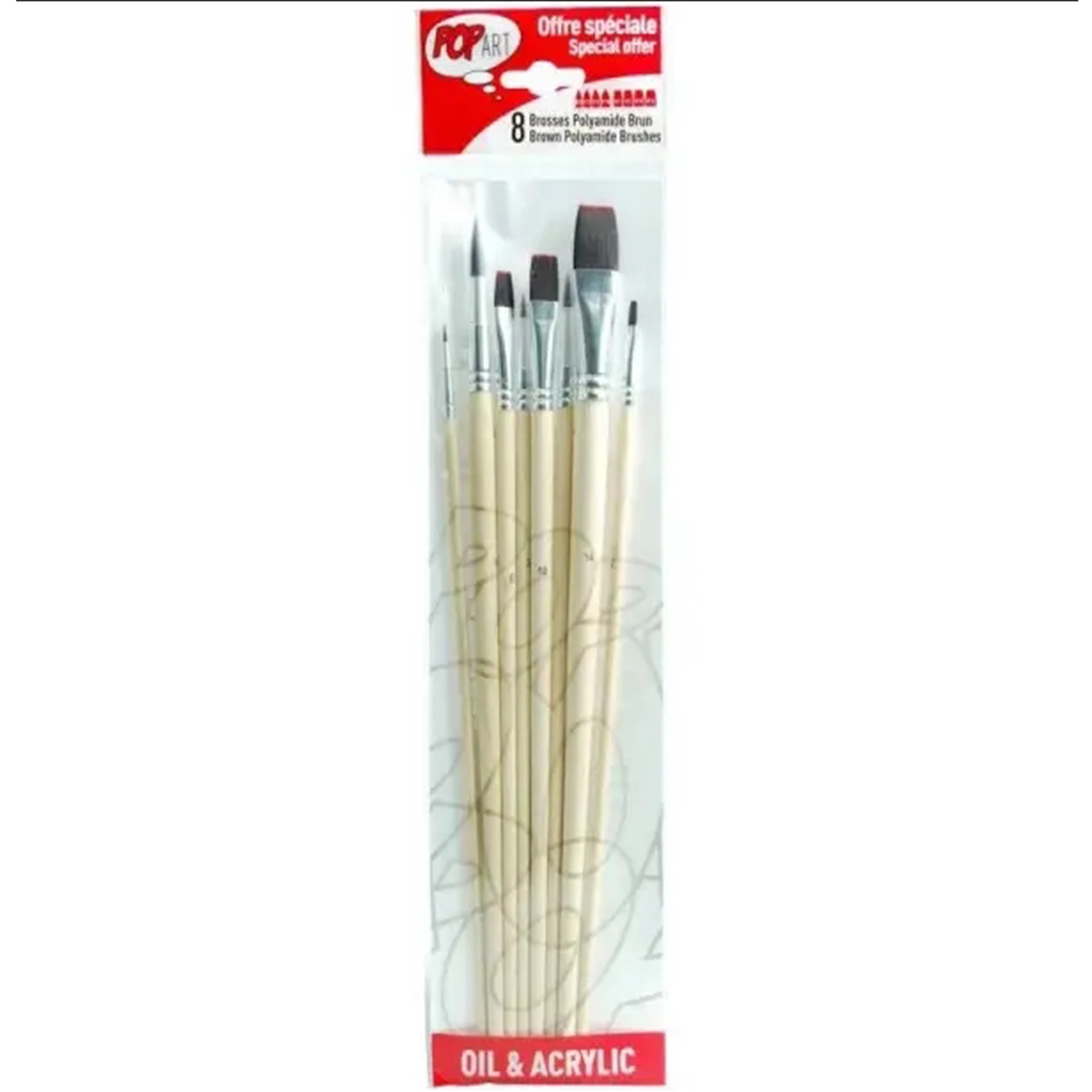 Set 8 pensule poliamida N75 Pebeo 950251