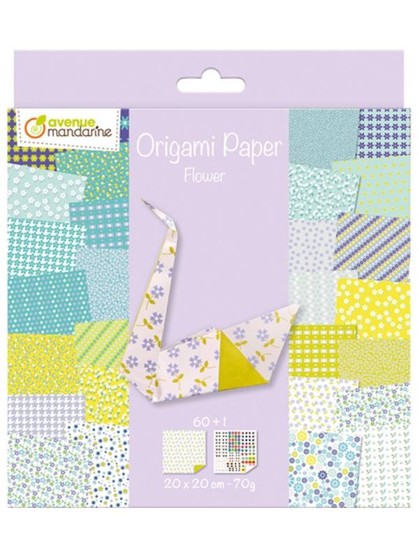 Hartie Origami Avenue Mandarine Flori 60 coli 70g 20x20cm 52507O
