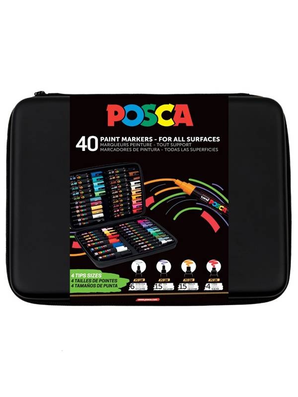 Mapa din PVC echipata cu 40 markere Uniball Posca