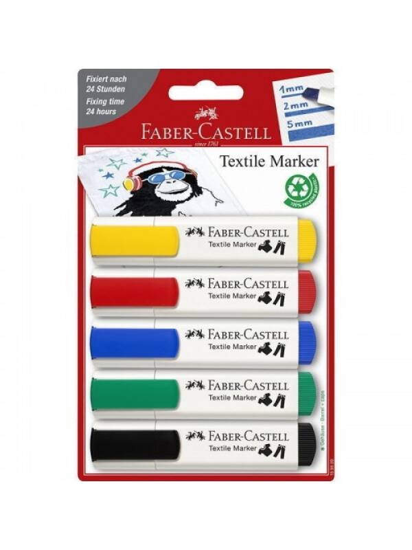 Set 5 markere textile Faber Castell FC159520
