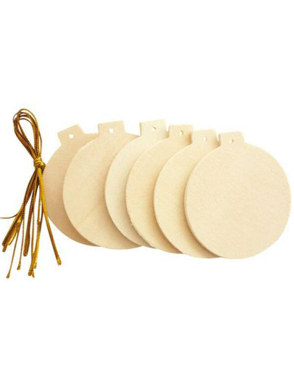 Set 6 ornamente din lemn 60 mm Graine Creative 101141