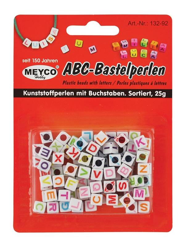 Set margele din plastic patrate alfabet 7x7mm Meyco 13292