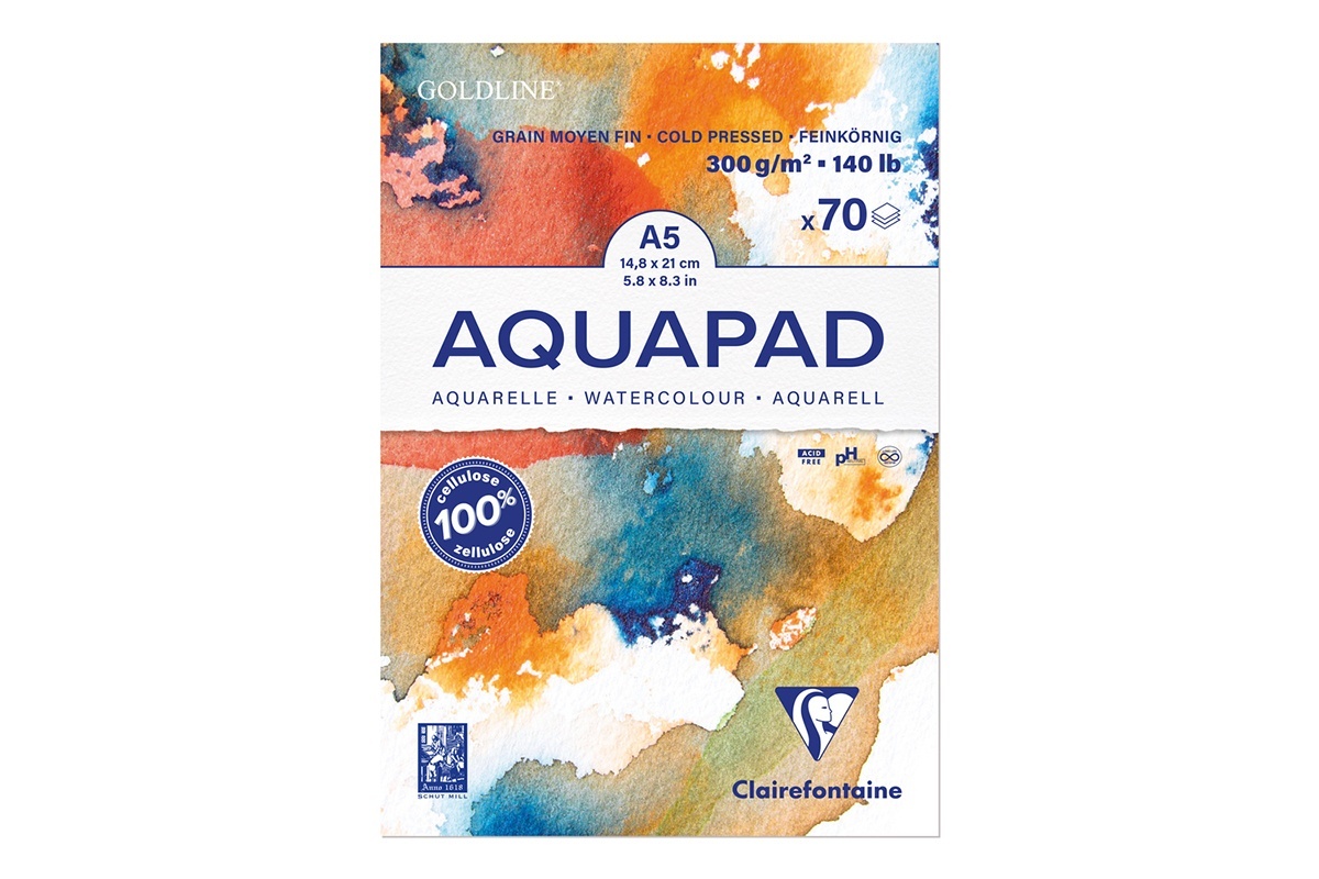 Bloc Clairefontaine Aquapad 300g pentru Acuarela (Marime - Nr. file / pagini: Format A5 / 70 file)