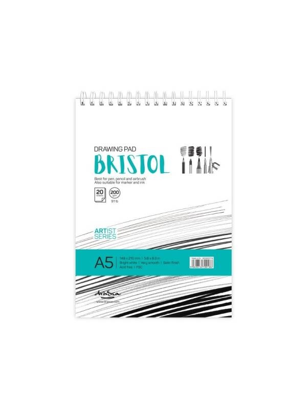 Bloc pentru desen Bristol 200 g/mp 20F Drasca (Marime: A5)