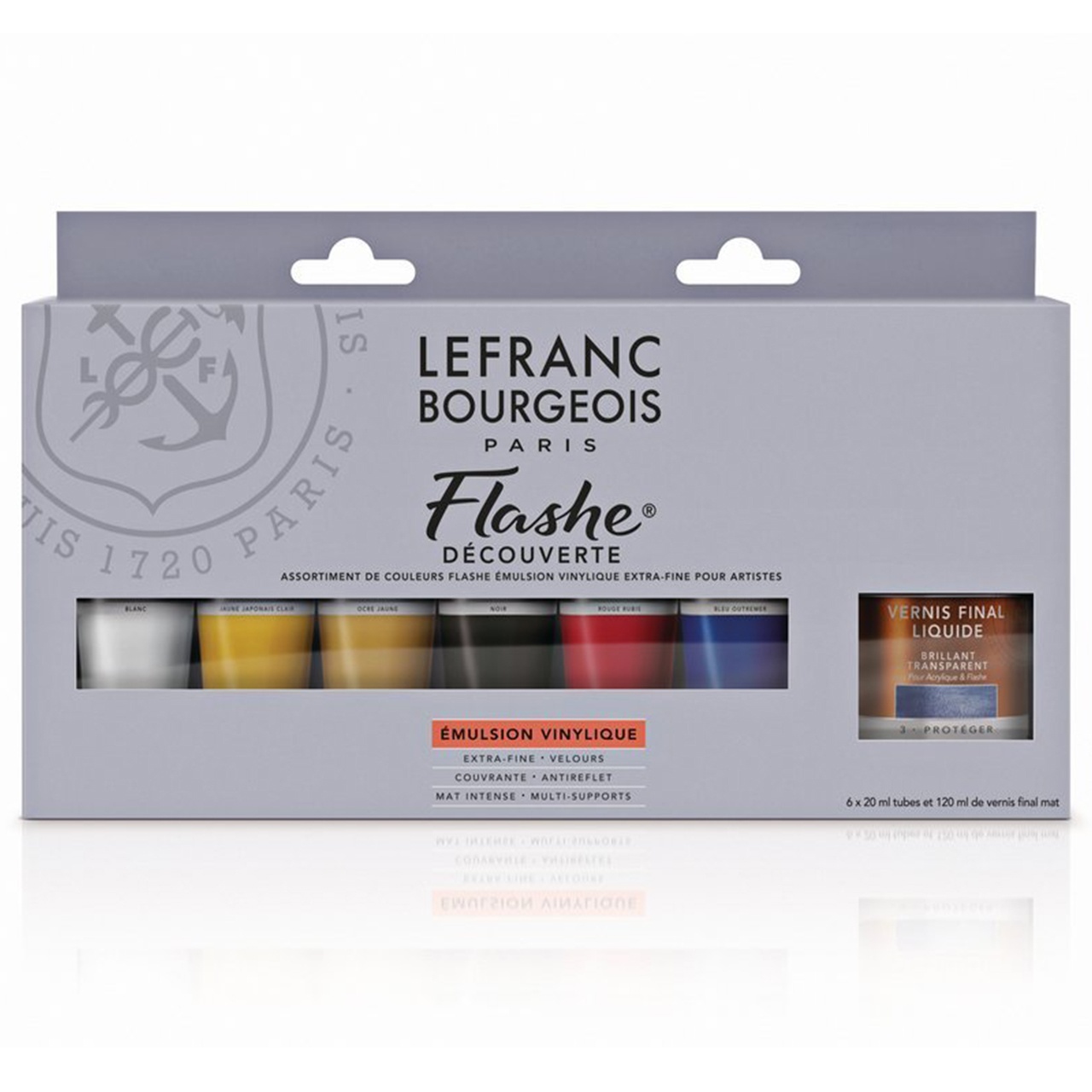 Culori vinilice Flashe set 6X20 ml + Varnish Matt 120 ml Lefranc & Bourgeois 300340