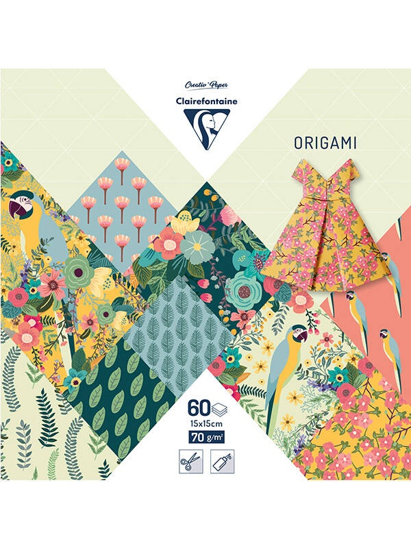 Hartie origami Kiribati 60 coli 70g 15X15cm Clairefontaine 95351C