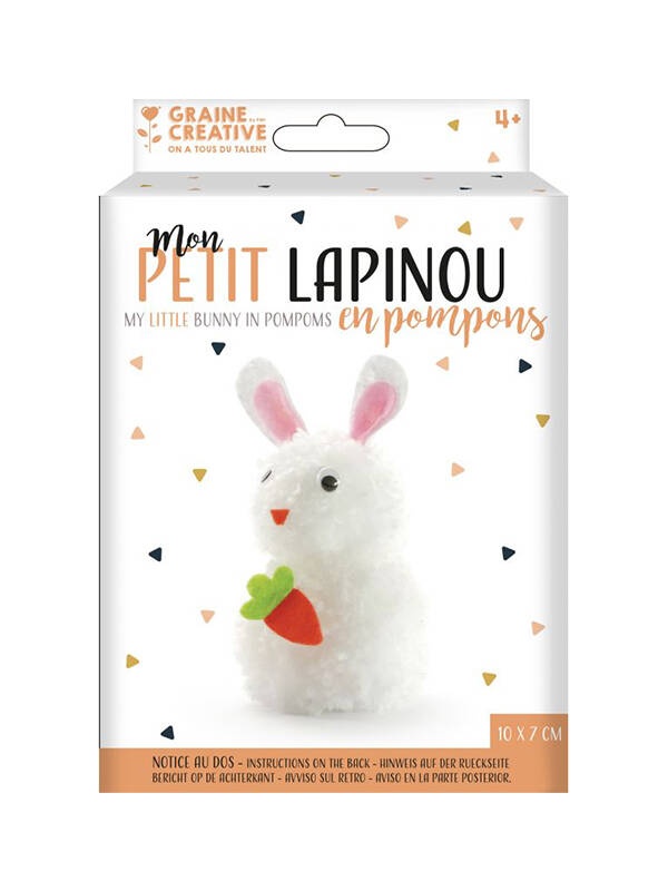 Kit creativ pentru copii, iepuras din pom-pom Graine Creative 440022