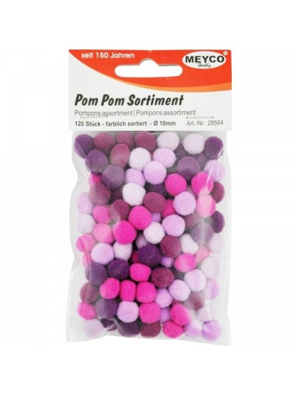 Pom Pom asortate 10mm Meyco (Culoare: Verde)