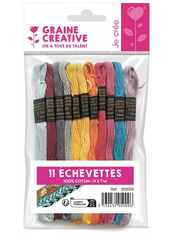 Set 11 culori ata bumbac pentru broderie 7m Graine Creative 205009