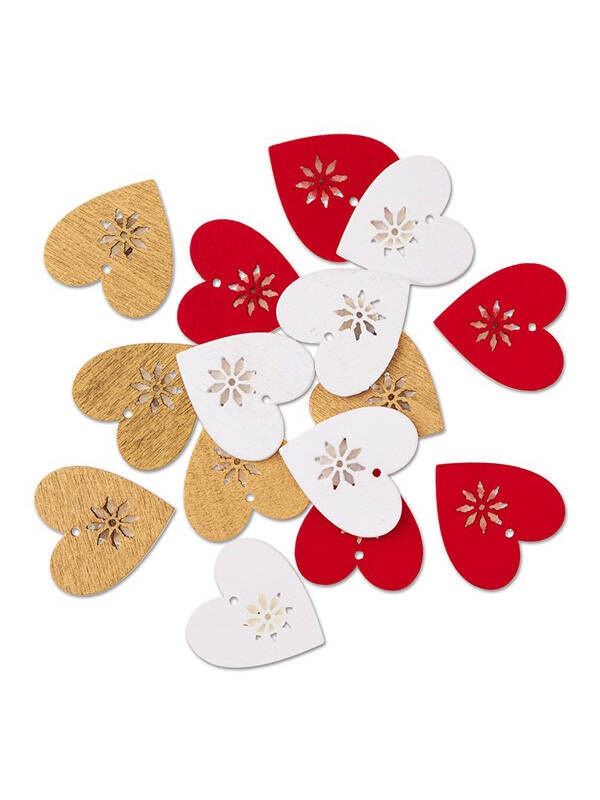 Set 16 inimi adezive din lemn 3 x 2,8 cm Dp Craft DPDN-201