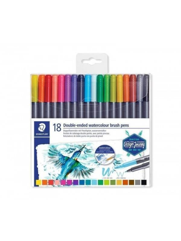 Set 18 carioci acuarelabile cu 2 capete Staedtler 30001TB18