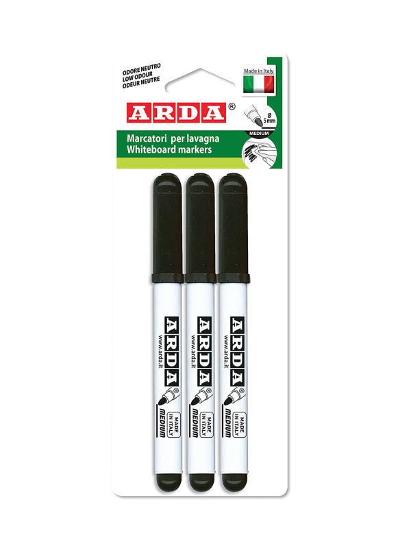 Set 3 markere negre Whiteboard negre Arda 54N