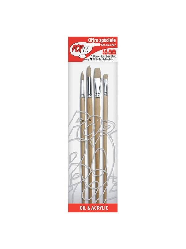 Set 4 pensule sintetice albe Pebeo 950850