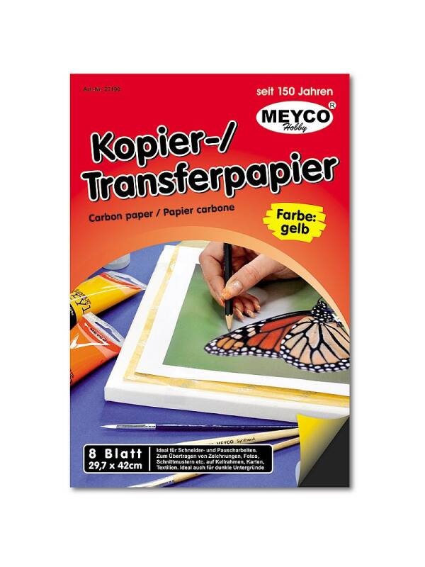 Set 8 hartii de carbon pentru transfer pe textile A3 Meyco 27190