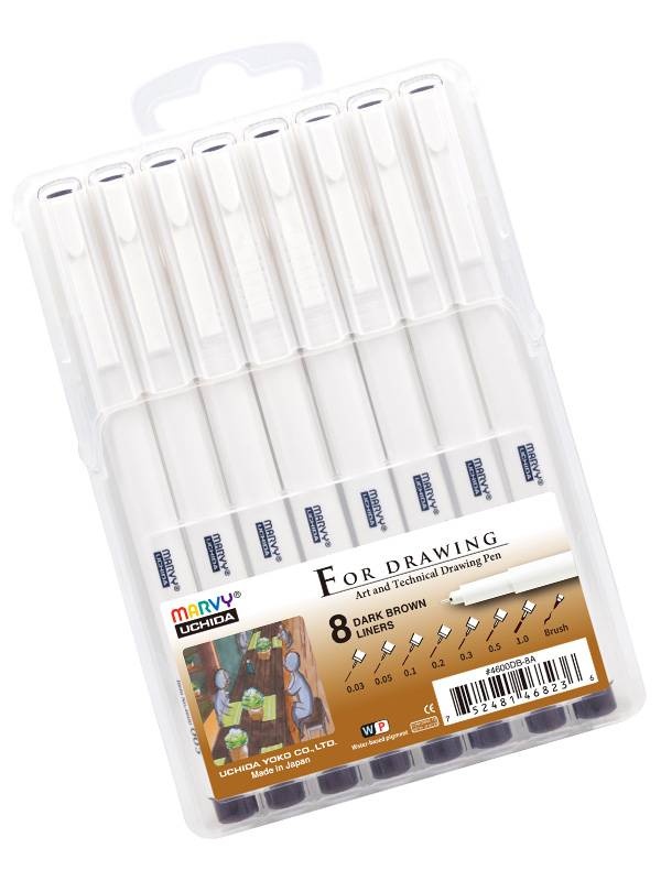 Set 8 linere Sepia Marvy Uchida for Drawing 4600DB-8A