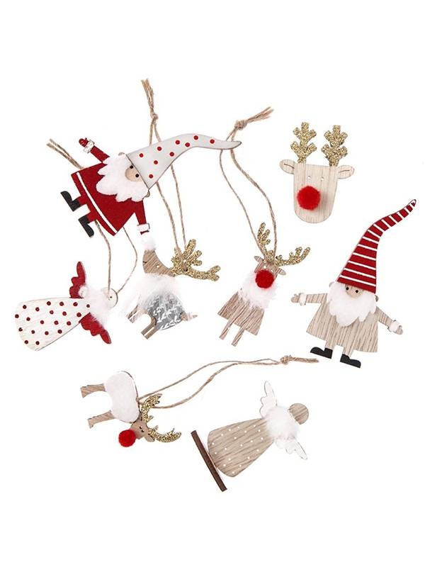 Set 8 ornamente lemn de Craciun Dp Craft dpdn-191