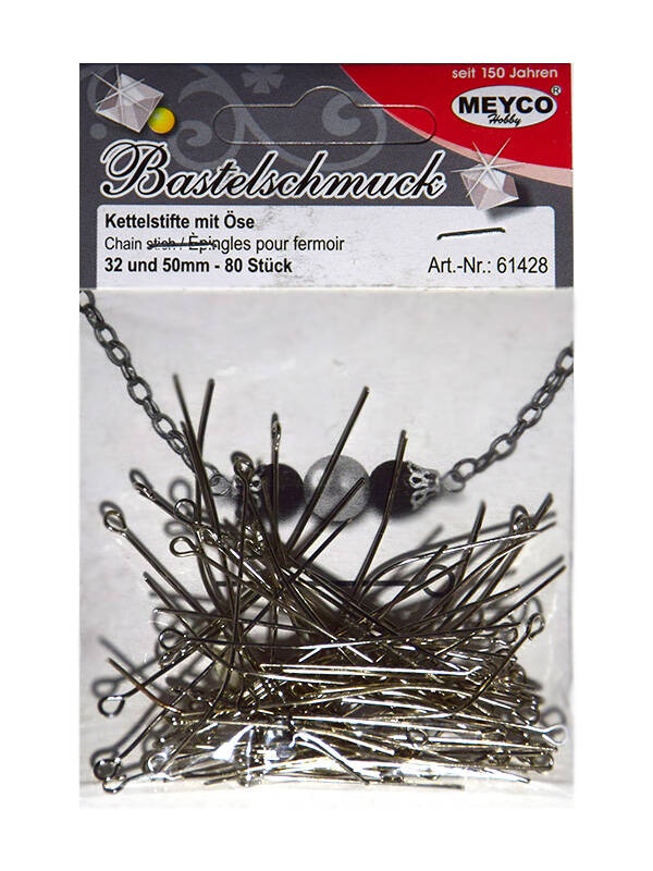 Set 80 ace pentru margelit argintii 32 mm 50 mm Meyco 61428