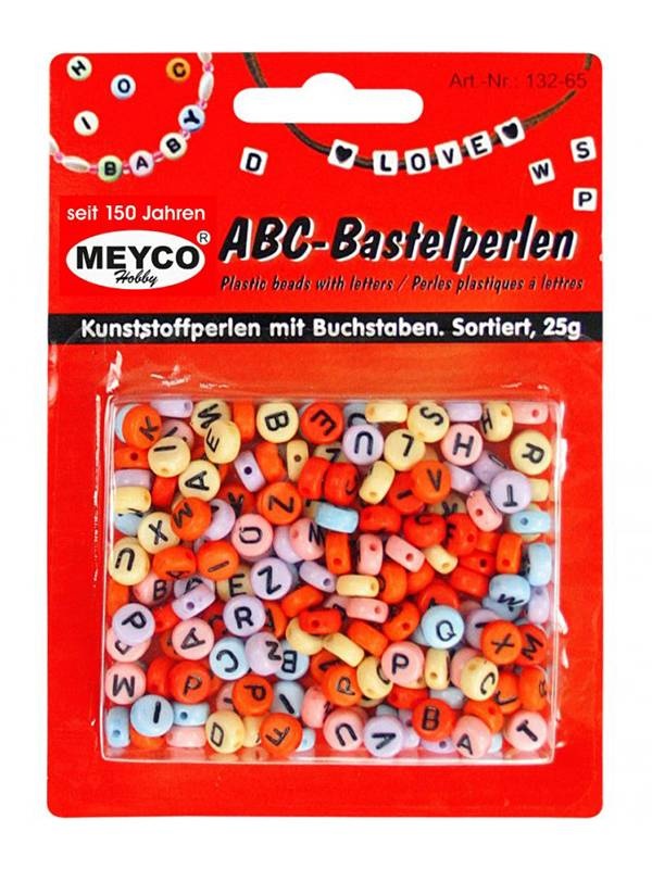 Set margele din plastic rotunde alfabet 25g Meyco 13265