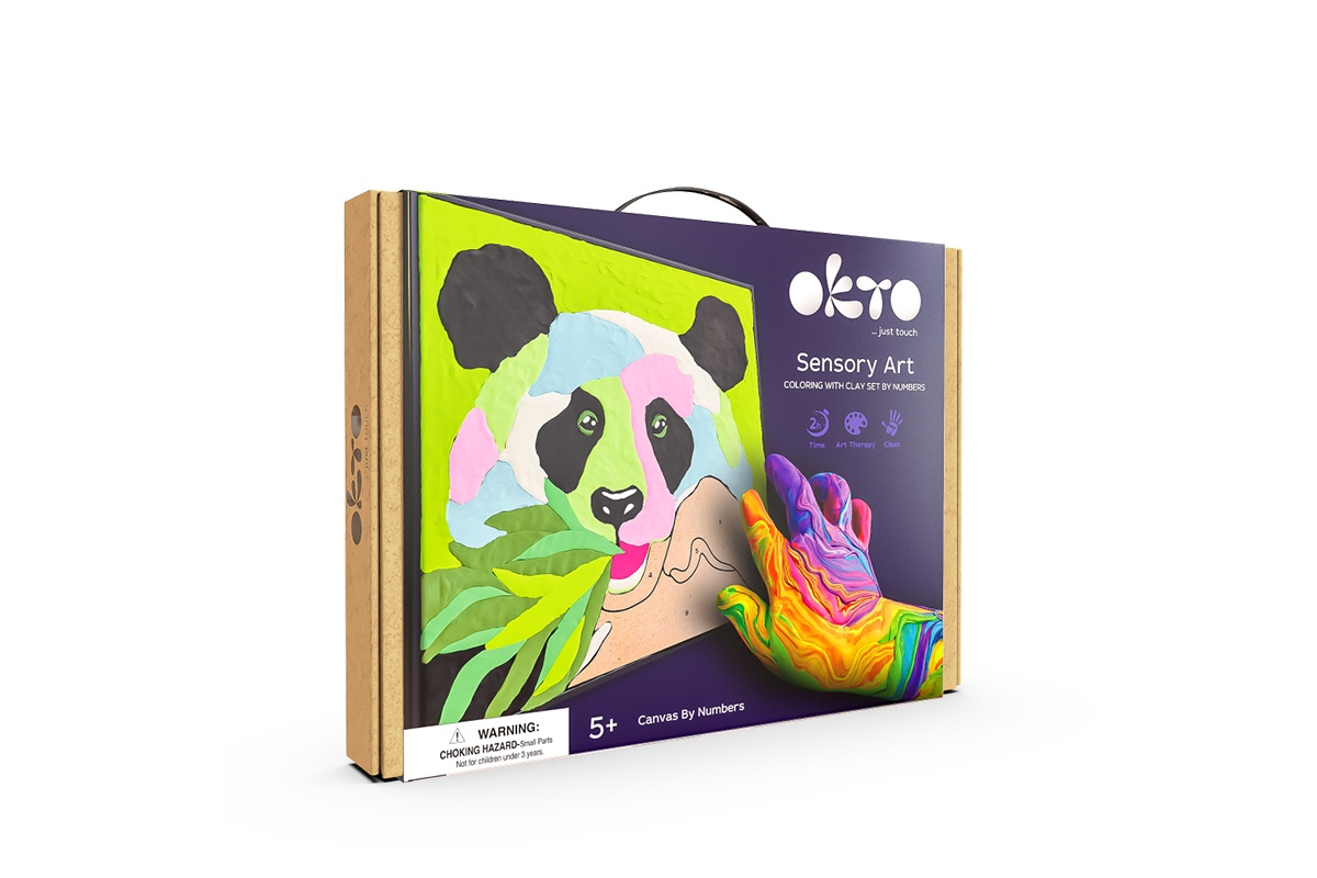 Set Pictura 3D cu Argila Usoara 29x29cm Model PANDA Okto 20000 (Model Set Creatie: Panda)