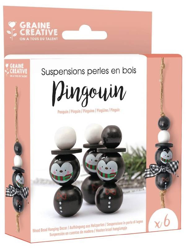 Kit 6 decoratiuni din bile Pinguini Graine Creative 100875