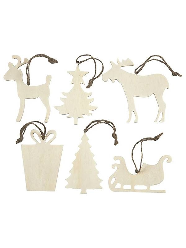 Ornament din lemn Iarna 7-9 cm Creativ Company 56404