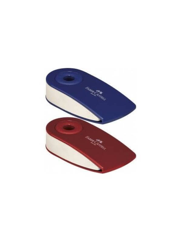 Radiera cu protectie impotriva prafului Faber Castell (Marime: Lungime 5.5 cm, Rosu/Albastru)