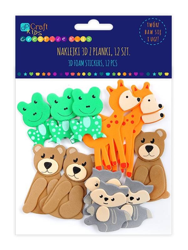 Set 12 figurine autoadezive spuma animale din padure Dp Craft kspi-343