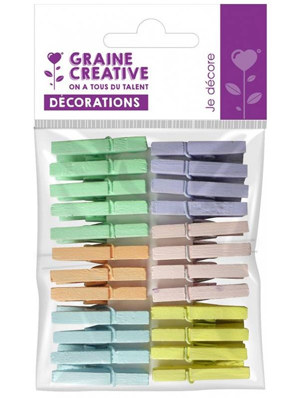 Set 24 carlige din lemn Pastel Graine Creative 103394